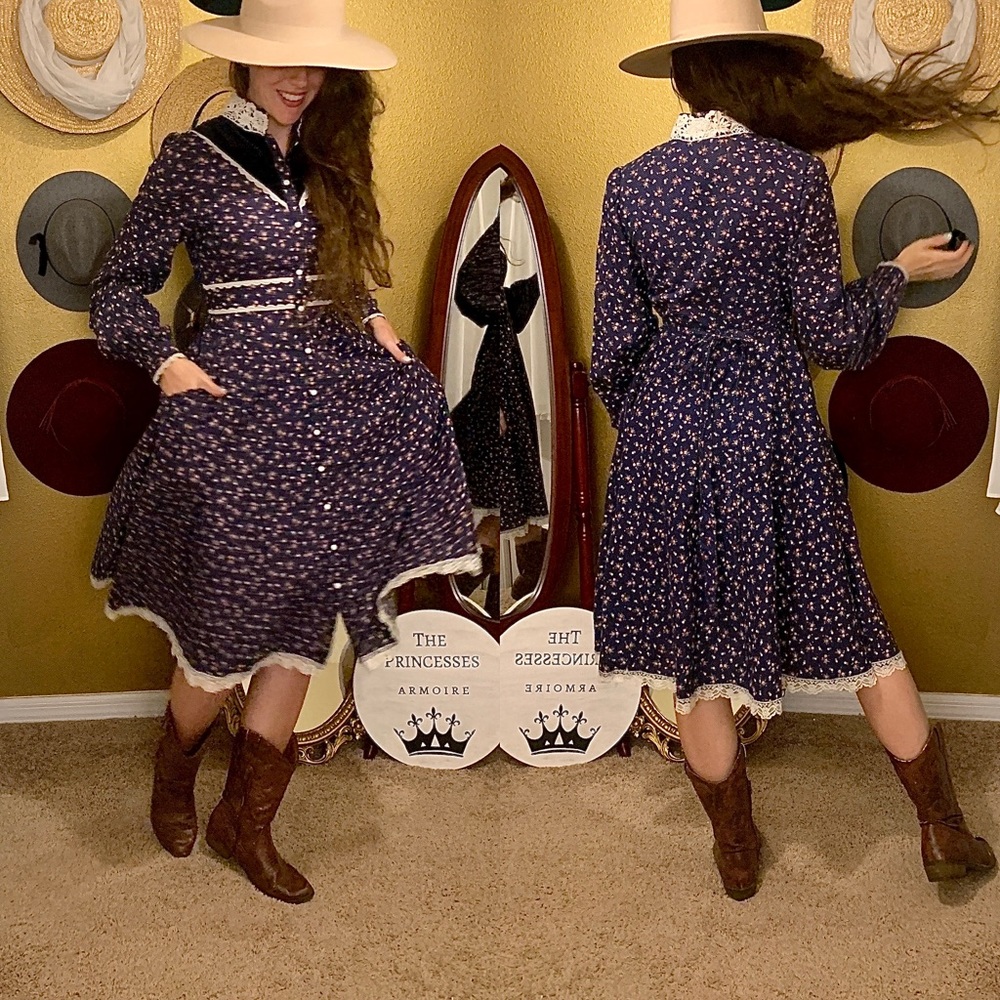 Jessica McClintock Dark Gunne Sax San Francisco Floral Midi Dress